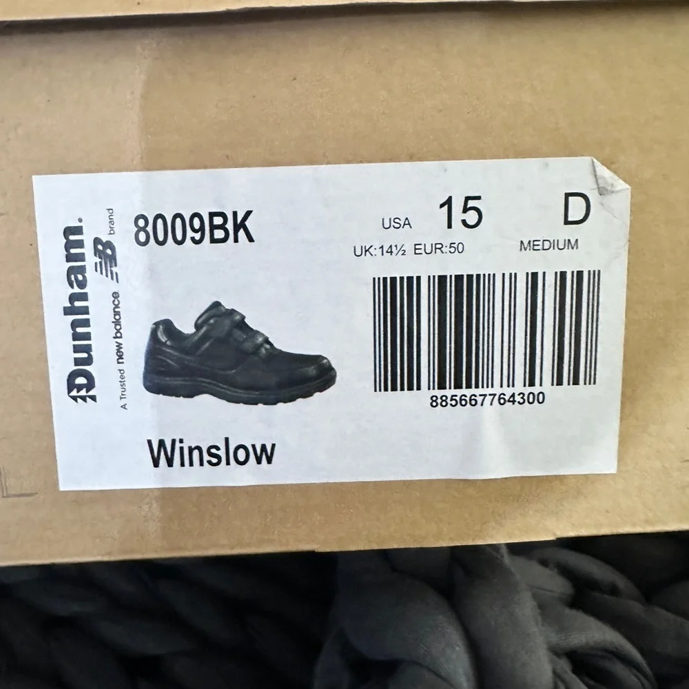 Dunham Black New Balance Winslow‎ Leather Velcro Oxford Sneakers 15 USA